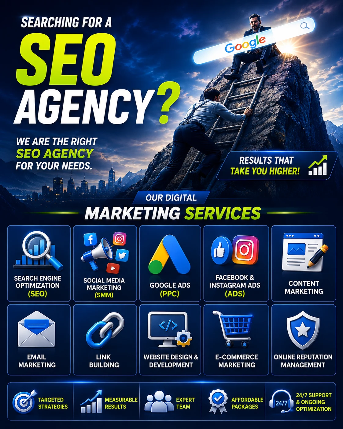 Searching for a SEO Agency? We are the right SEO agency for your needs — results that take you higher